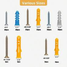 270 piezas Anclajes y Tornillos, taquetes para concreto con 5 tamaos, Juego de Anclajes y Tornillos para Panel de Yeso, Aplicable a Persianas y Muebles - inicial - Ver 3