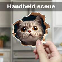 1pc Acrylic Peeking Cat Fridge Magnet - Cute Cabinet Decor, Magnetic For Doors, Fridge, Dishwasher, Soft Base & Clear Acrylic - Ideal Gift For Cat Lovers, Kitchen & Fridge Decor (Compatible With Fridge Magnets, No Adhesive Needed) - Charming Fridge Magnet, Black & White Cat With Golden Eyes And Paw Print Tag, Vintage Farmhouse Fridge Magnet, Fridge Magnet Animal, Fridge Floral Magnet