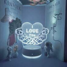 1 قطعة ضوء ليلي ثلاثي الأبعاد بشكل قلب RGB متعدد الألوان (7 ألوان)، يعمل بالطاقة عبر USB، مفتاح لمس، مناسب لديكور المنزل وغرفة النوم والحفلات وعيد الميلاد والكريسماس، إضاءة زخرفية، هدية مثالية