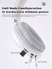 Cool Advanced Simplicity Style Wireless Headphones, Long Battery Life Over-Ear Headset With Adjustable Design, Ideal For Music, Sports, Gaming - Push Button Volume Control, Type-C Charging, Rechargeable Lithium Polymer Battery