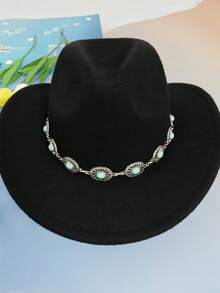 1 件波西米亚几何绿松石串珠帽链，适合日常帽子的多功能配饰，生日礼物