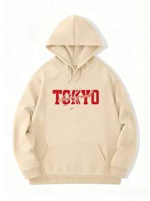 Men's Letter & Racing Car Print Long Sleeve Hoodie Sweatshirt