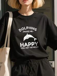 Dolphin Lover Gifts - Funny Dolphin T-Shirt - Black - View 2