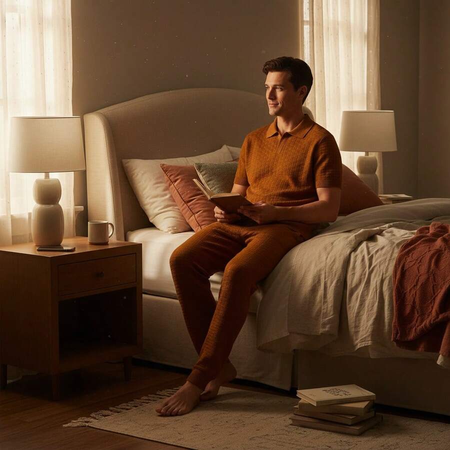 Plus Size Men Loungewear Tops - Burnt Orange - View 1