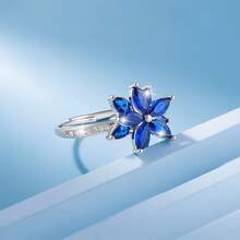 1pc Elegant 925 Sterling Silver Zirconia Flower Shaped Women's Rotatable Colorful Opal Adjustable Ring, Luxury Gift For Family, Friends, Christmas, Halloween, Valentine's Day, Birthday