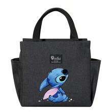 Adorable bolsa de almuerzo aislada con diseño de Stitch - Portador térmico de alimentos de doble bolsillo con grueso papel de aluminio, mantiene las comidas calientes para la escuela, de vuelta a la escuela, útiles escolares, oficina y actividades al aire libre | Colección