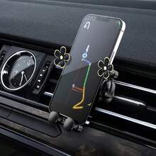 Soporte para teléfono de coche, diseño de clip de ventilación con flor, montaje horizontal y vertical en la rejilla de ventilación, estable y bloqueo automático, universal para navegación de coche - Unitalla - Ver 2