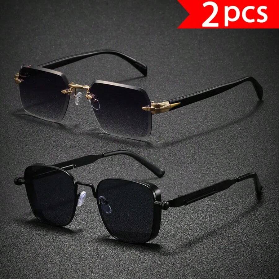 2/1 对新款时尚情侣太阳镜，适合派对、音乐节和节日礼物 - 彩色 - 查看 1