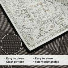 1Pc Extra Large Floral Geometric Area Rugs - Non-Slip TPR Backing, Machine Washable Low-Pile Polyester Carpet For Living Room, Bedroom, Office - Green Beige & White Modern Farmhouse Decor, Durable Floor Covering, Rugs For Living Room - Style 1 - View 6