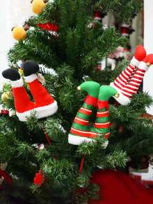 1 buc Crăciun Elf picior ramură inserții ornamente, decorațiuni ornament brad de Crăciun, Moș Crăciun și Crăciun Elf figurină picior, decor scenă, decor festivaluri, decor cameră, decor casă, decor birouri, decor petrecere tematică, decor Crăciun, picior de Crăciun