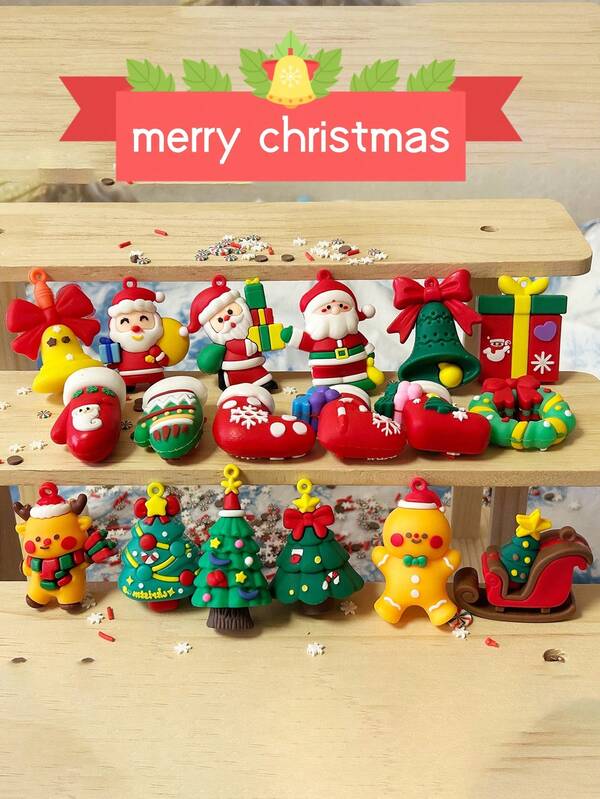 1 pieza Serie navideña Pequeños regalos de PVC, Árbol de Navidad, Papá Noel, Alce, Guantes de Navidad, Calcetines de Navidad, Corona de Navidad, Campana de Navidad, Distribución de regalos para fiestas, Colgantes de escritorio, Colgantes de bolsa, Llaveros lindos, Regalos navideños, Accesorios de ropa, Decoraciones de fiesta, Llaveros de engaño, Regalos de temporada escolar y temporada de graduación