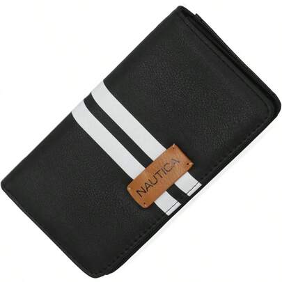 Seaside - portafolios RFID delgada para mujer, tarjetero de crdito con cartera, organizador pequeo con ventana de identificacin para mujer, Black Racing Stripe, Una talla