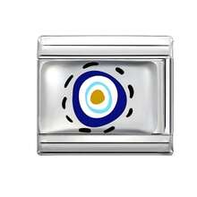 1pc Silvery Series Elegant Blue Eye Graphic Design, Luxurious Epoxy Resin Modular Necklace/Bracelet/Ring Jewelry Accessory, Suitable For Birthday, Anniversary Gifts (Single Piece, Unassembled)