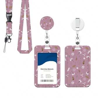 1 pieza (Clip de insignia + Cordón + Portador de tarjeta) Portador de insignia de mujer minimalista y versátil, soporte para tarjeta de presentación, carrete retráctil de insignia de enfermera con clip, cordón desmontable, estuche vertical para tarjeta de identificación de negocios, útiles de oficina y regalos para enfermeras, maestros, jóvenes, trabajadores sociales