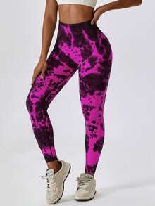 Women Sports Leggings - 玫紅色 - 查看 6