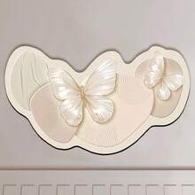 1/3pcs Bathroom Anti-Slip Absorbent Mat, Faux Pearl Butterfly Silica Gel Mat, Retro Pattern Bathroom, U-Shaped Toilet Mat, Washbasin Absorbent Foot Mat, 2.5mm Thickness Christmas Decor Kitchen Rug - Clear - View 6