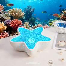 Luz de proyección de atmósfera colorida con forma de estrella de mar, luz nocturna de aurora de siete colores, luz LED recargable por USB, para dormitorio, sala de estar, regalo de cumpleaños y festival, luces decorativas que traen el romance del océano a tus noches