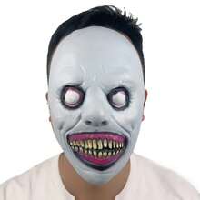 1pc Halloween Smiling Devil Mask - Anime Style Thriller Masquerade Mask, Light Beige, Hollow Eyes And Sharp Teeth Design, Lightweight And Easy Care, Suitable For Halloween Party, Role Playing And Horror Events - Anime Inspirational Style, Light Material