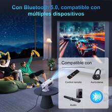 Carsapro Proyector 8k Portatil Hp330,Android 11 ,1G+8G Mini Proyector,8k Full Hd Profesional Proyector,LED Proyectores Para Celular Bluetooth Mirrorlink Usb Aux Wifi 2.4/5ghz,Proyector Inteligente , Reuniones Familiares, Camping, Oficina, Fiestas al Aire Libre. - Blanco - Ver 9