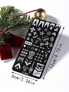 6pcs Christmas Nail Enhancement Template, With Snowflake, Gingerbread Person, Bow, Love, French Nail Hot Stamping Template, For Christmas Nail Decoration, Diy Christmas Nail Polish Transfer Tool