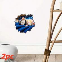 قطعتان من ملصقات الحائط لزينة عيد الميلاد، فأر لطيف يرتدي بيجاما ملصقات حائط ثلاثية الأبعاد، ملصقات حيوانات لاصقة قابلة للإزالة لغرفة المعيشة والنوم والمتجر والعطلات وديكور المنزل