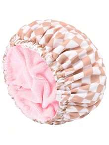 1pc Adjustable Plush Shower Cap, Waterproof Polyester Absorbent Microfiber 3-In-1 Hair Drying Cap - Multicolor - View 5