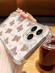 Fall Phone Case 1pc Cute Girl Style Bowknot Small Bear Full Screen Pattern Anti-Drop Transparent Soft Phone Case, Compatible With IPhone 11/12/13/14/15 Pro Max Waterproof Shockproof Scratch Resistant - Clear - View 4