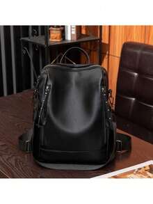 Bolsa mochila feminina da moda de material PU à prova d'água - Azul - Visão 7