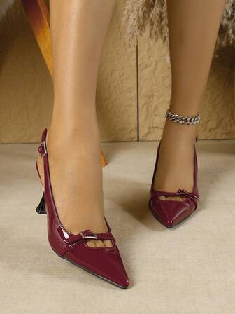 2025 New Arrival Elegant Women's Burgundy High Heel Pointed Toe Sandals, Wedge Kitten Heel Closed Toe Cuccoo Shoes, Wedge Ankle Boots