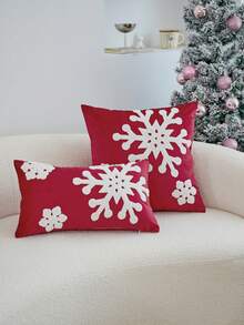 1pc Snowflake Embroidered Throw Pillow Cover, Suitable For Living Room, Bedroom, Party, Sofa, Car And Various Environments, All Season