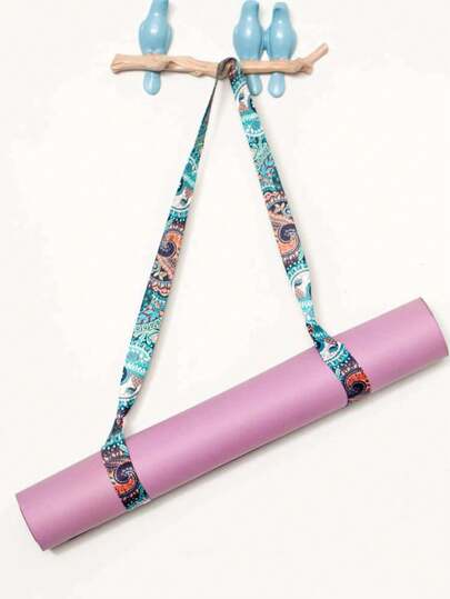 1PC Yoga Mat Back Strap, Exercise Mat Storage, Blue, Iridium, Dreamy Seven-Color Checkered, Retro Pink Flower, Double-Layer Chain, Multi-Color Binding Strap, Storage Strap, Binding Rope Yoga Stretching Strap, Portable Yoga Shoulder Strap, Fitness Exercise, Festival Gift