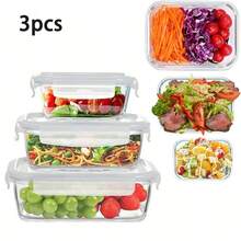 1/3pcs Large Glass Food Storage Containers, Leak-Proof Sealed Lids - Microwave, Oven, Fridge & Dishwasher, With Air Vent, Stackable Rectangular Meal Prep Containers For Lunch, Leftovers, RV & Camping - White - View 15