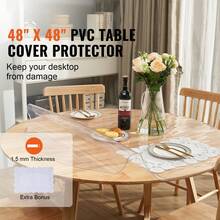 Table Film Table Protector Transparent 1.5 Mm Thick, φ 1230 Mm Table Protection Film PVC Round Tablecloth Table Film Washable Wear-Resistant Heat-Resistant Waterproof Table Protection Film Living Room - 48 x 48 Zoll 1,5 mm - 查看 2