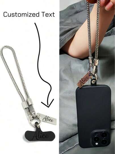 Custom Metal Phone Chain, Designed With Metal Plates And Spacers, Can Be Customized With Text Or Personalized Names. A Stylish Accessory For Both Men And Women, Perfect As A Single Item Or Decoration. Ideal Birthday Gift