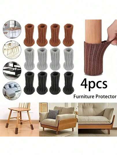 4 piezas Calcetines tejidos para patas de mesa, protege tus pisos y muebles, calcetines de tela para patas de mesa y sillas de lana con alta elasticidad, protector de piso antideslizante, juego de fundas para patas de muebles, adecuado para diámetro, almohadillas de muebles tejidas