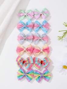 12 Presilhas de Cabelo Coloridas, Doces e Fofas com Patches de Estrela, Adequadas para Uso Diário e Casual, Adequadas para Todas as Estações, Elegantes e Versáteis.