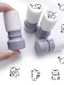 4 قطع طقم ختم قطة جميلة - تصميم قطة كرتونية ممتعة للختم على الأعمال اليدوية والتزيين والألبومات - مقاس واحد - مشاهدة 11