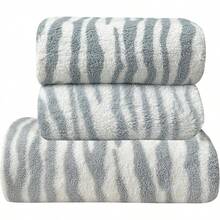 Soft Bath Towels Sets Of 3 Absorbent Hand Towels Black Zebra Strips Print Towels For Bathroom Gym Bath Sheets (Black And White,1 Bath Towel, 2Hand Towel)Halloween - 灰色和白色 - 查看 6