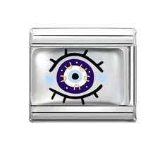 1pc Silvery Series Elegant Blue Eye Graphic Design, Luxurious Epoxy Resin Modular Necklace/Bracelet/Ring Jewelry Accessory, Suitable For Birthday, Anniversary Gifts (Single Piece, Unassembled)