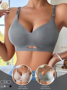 Set de 3 sujetadores casuales y cómodos para mujeres, con diseño minimalista sin aros, que levantan y dan volumen, fabricados con tela transpirable y amigable con la piel