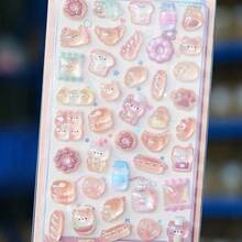 1pc/3D Japan Style Embossed Funny Acrylic Diamond Stickers, Sushi Shiba Inu DIY Decorative Stickers, Cute Embossed Stickers For Phone Decoration