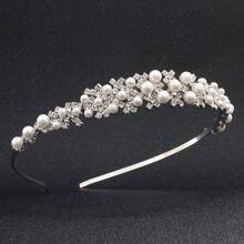 Faux Pearl Rhinestone Hairband Headband Party Favor Decorations Princess Tiara Wedding Birthday Cosplay Costumes Hair Accessories