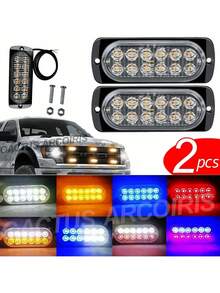 1par Lateral Faro Led Barra Estrobo Escolta Patrulla Auto - Azul - Ver 8