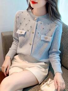 Women Cardigans - Light Blue - View 3