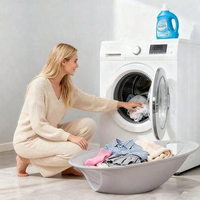 1pc Washing Machine Storage Bag, 26-Inch (Approximately 66.0 Cm) Laundry Basket, Foldable Portable Pop-Up Laundry Basket, Quick Access, Convenient For Taking Clothes Out From The Dryer And Washing Machine, Garment Organizer, Foldable Laundry Basket Bag, Suitable For Home, Bathroom, Laundry Room, Dormitory.