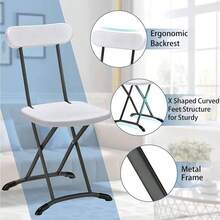 Folding Chair Set Plastic Chairs with Steel Frame Curved Back Metal Steel Folding Chairs Hold 400 lbs Commercial Event Meeting Office Party Wedding OutdoorBlack, 2Pack - Blanco + paquete de 6 - Ver 7