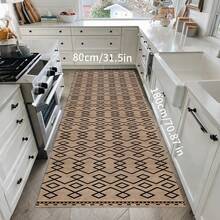 1pc Vintage Linear Area Rug, Polyester Base, Suitable For Living Room, Bedroom, Kitchen, Outdoor Entrance - Beige And Black Geometric Pattern, Easter Decor Doormat, Absorbent Pad, Garden Mat | Modern Indoor Rug - Multicolor - View 13