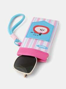 1pc Cute Dopamine Design Sunglasses Case, Portable Eyeglasses Storage Bag With Automatic Closure, Scratch-Resistant, Handheld Or Hanging