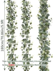 1/2/4 Vòng hoa bạch đàn nhân tạo dài 70 inch/5.9 ft với hoa baby's breath, dây hoa baby's breath giả màu xanh lá cây, dùng để trang trí Lễ Phục Sinh, Ngày của Mẹ, phòng ngủ, đám cưới, tiệc tùng, khăn trải bàn, rèm cửa, phòng tắm, trang trí nhà cửa. - màu xanh lá - Xem 2