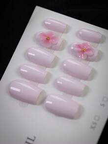 10 móng giả kiểu Y2K hoa hồng hạt vàng, móng vuông màu hồng nhạt làm thủ công, nền màu hồng nhạt, hoa hồng 3D, móng giả đính hạt vàng, dễ thương và có họa tiết, cần thiết cho mùa thu đông, thích hợp sử dụng hàng ngày, dự tiệc và tiệc tối, là món quà tốt nhất dành cho phụ nữ. Móng giả làm thủ công. - Màu Hồng baby - Xem 4